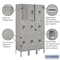 Salsbury Industries Wardrobe Locker, 36" W, 12" D, 66" H, (3) Wide, (9) Openings, Gray 63352GY-U - alternate 4